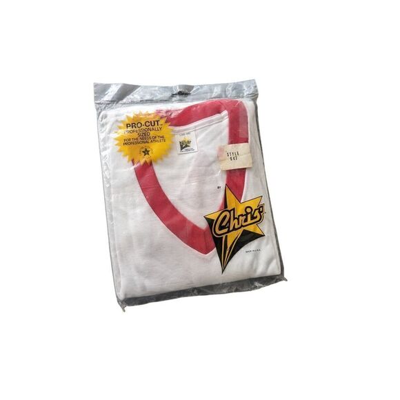 Chris's Pro Cut 3/4 Sleeve Vintage Blank‎ Baseball T Shirt USA Red White Large - Picture 1 of 3